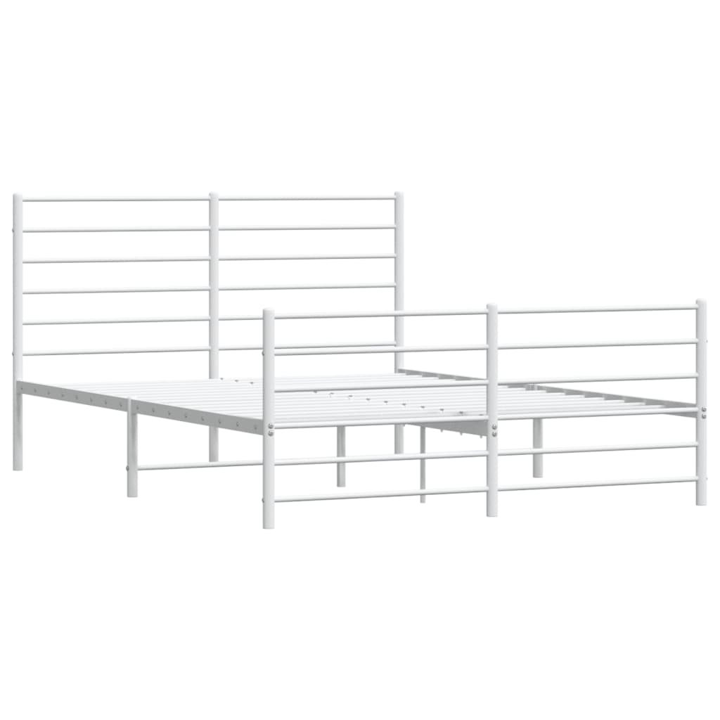 Estrutura de cama com cabeceira e pés 160x200 cm metal branco