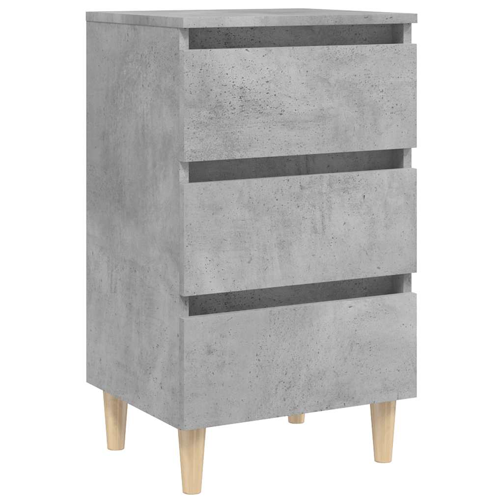 Mesa cabeceira pernas de madeira 40x35x69 cm cinzento cimento