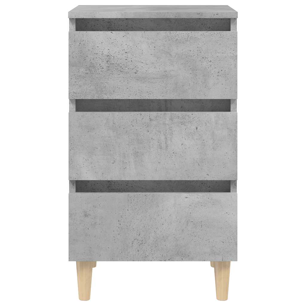 Mesa cabeceira pernas de madeira 40x35x69 cm cinzento cimento