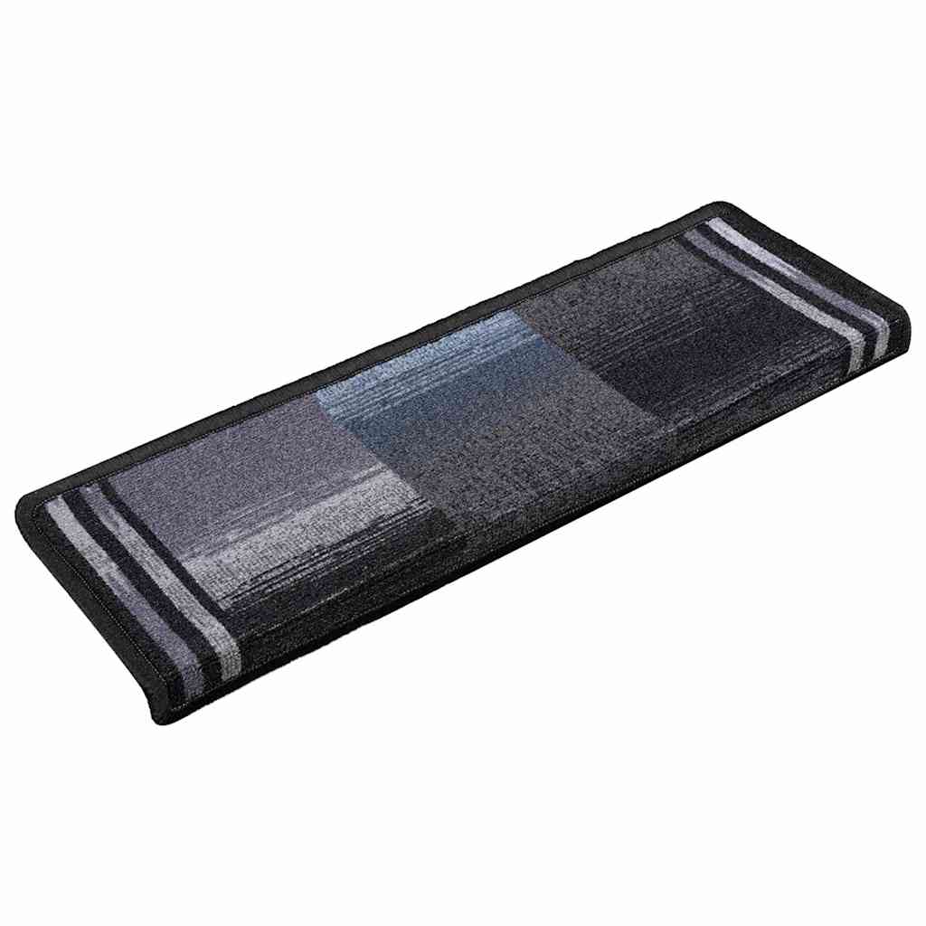 Tapetes de escada autoadesivos 15 pcs 65x21x4 cm preto/cinzento