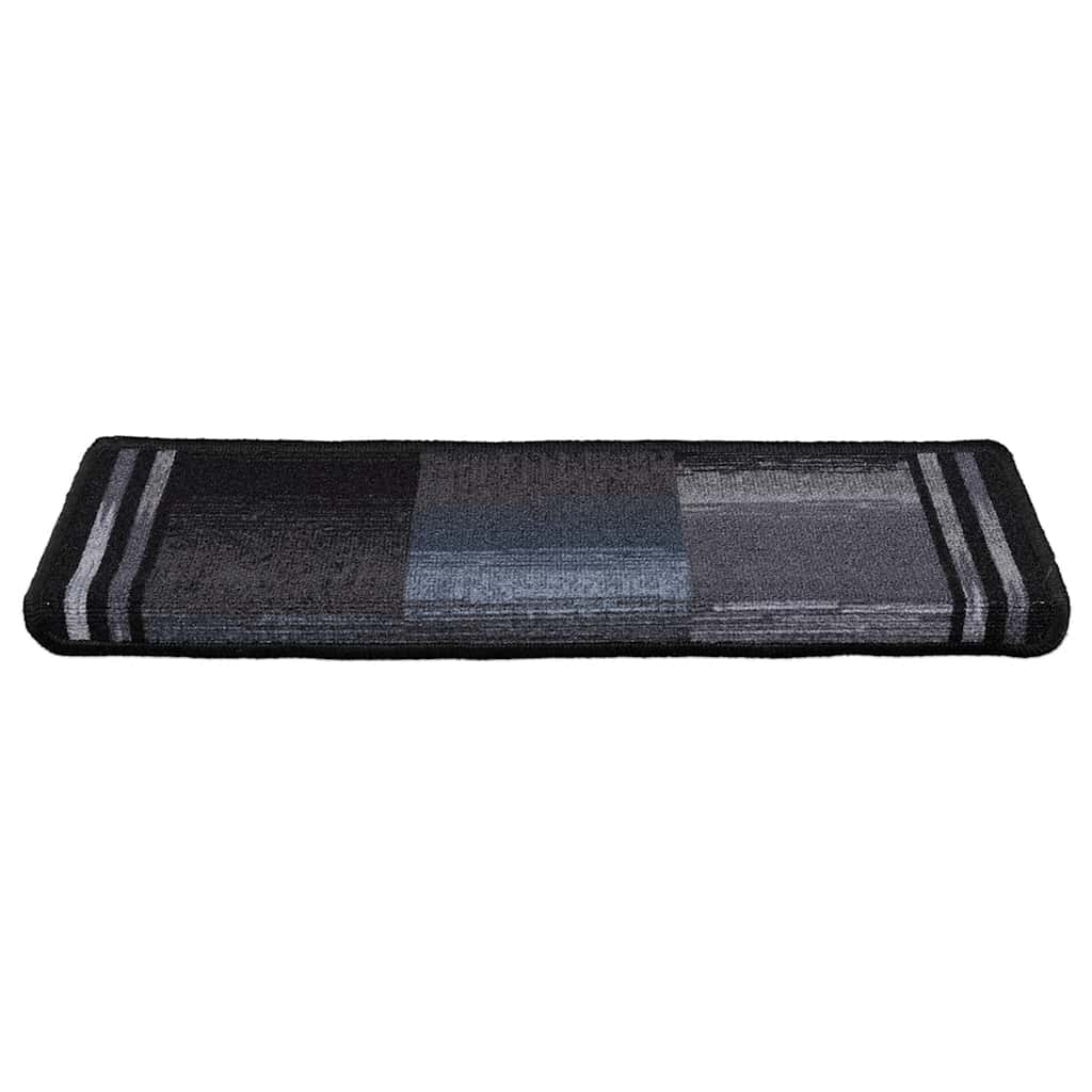 Tapetes de escada autoadesivos 15 pcs 65x21x4 cm preto/cinzento