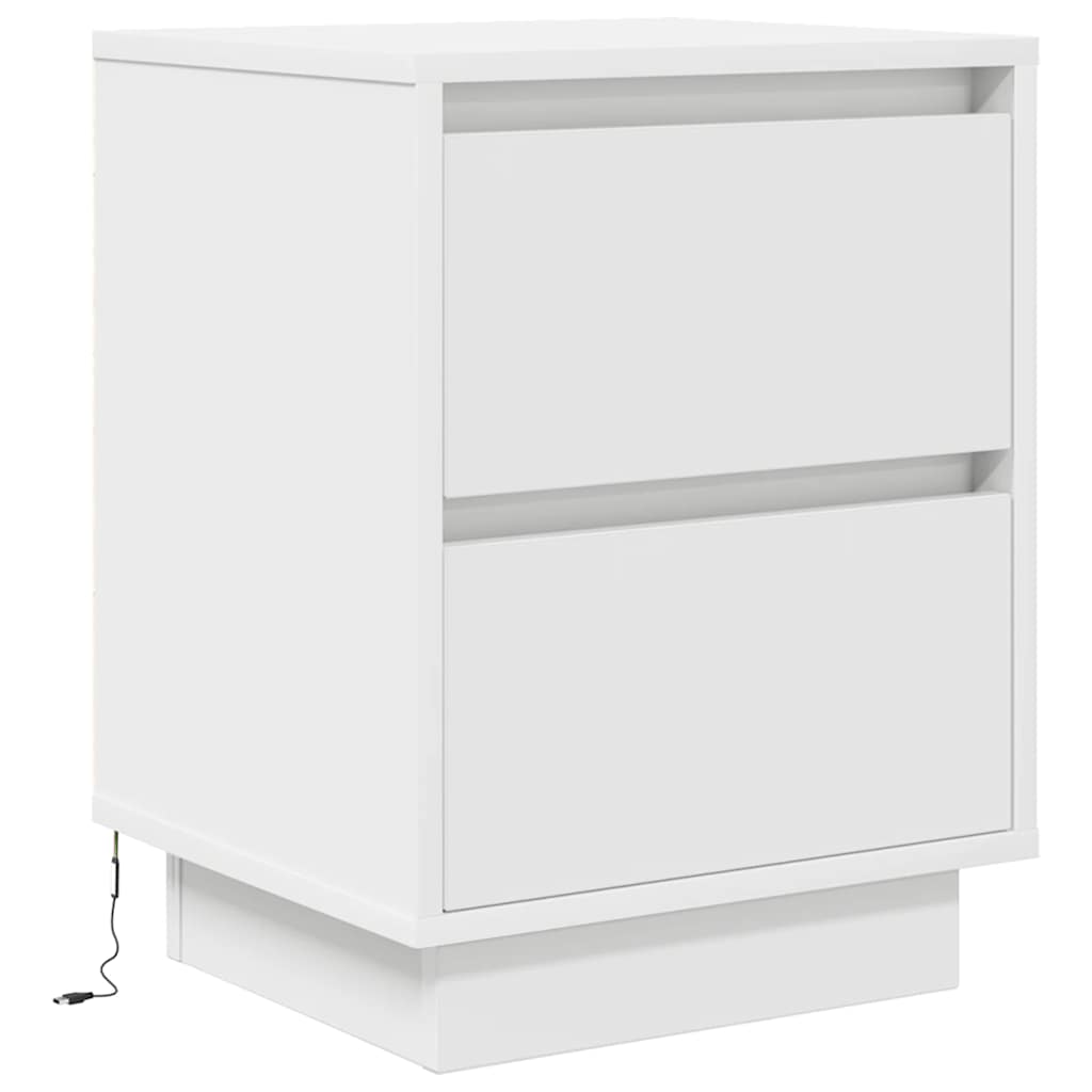 Armário de cabeceira com luzes LED branco 38x34x50 cm
