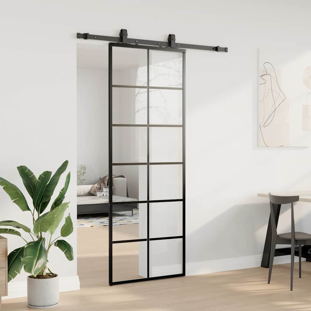 Porta deslizante c/ conj. ferragens 76x205cm vidro esg preto