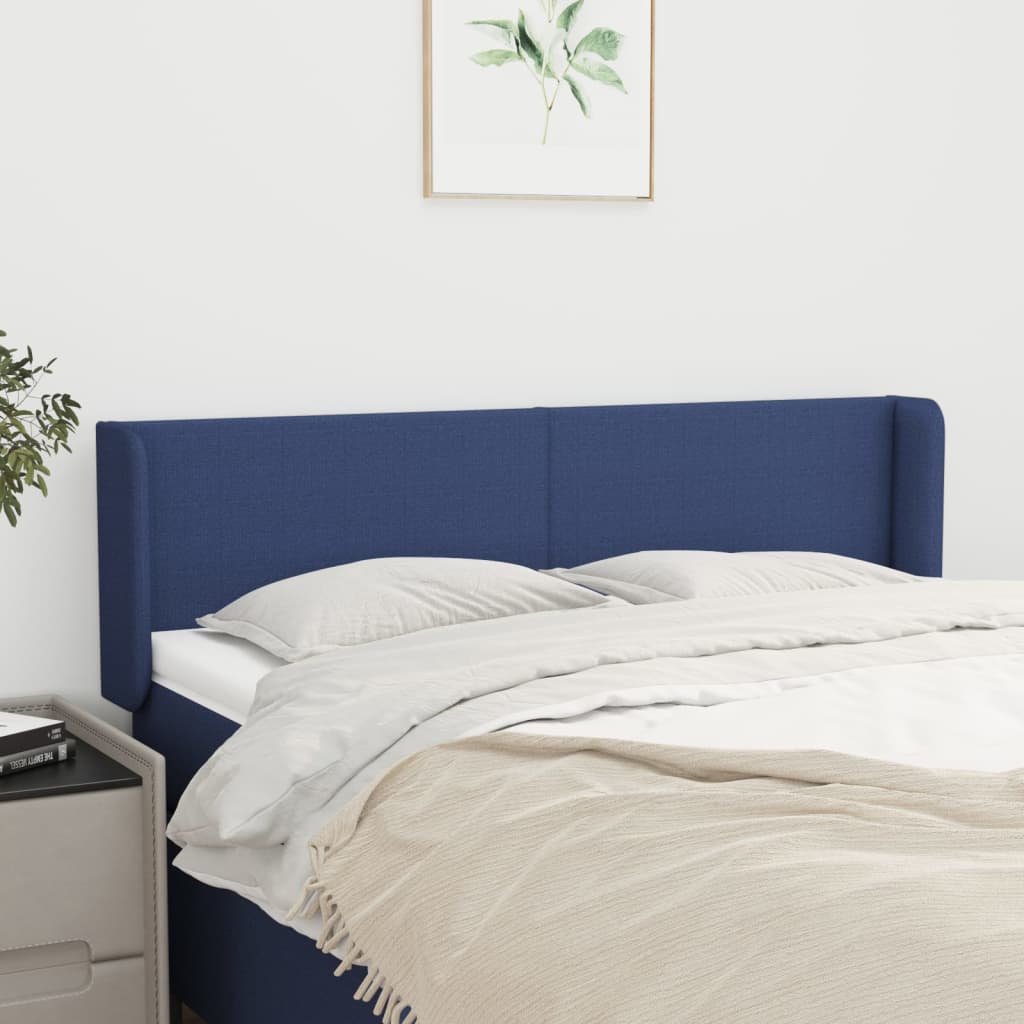 Cabeceira de cama c/ abas tecido 147x16x78/88 cm azul