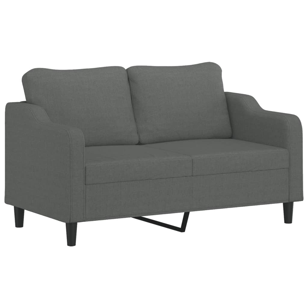 2 Pcs conjunto de sofás com almofadões tecido cinzento-escuro