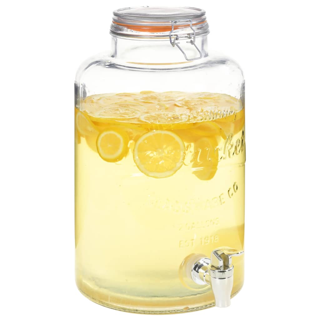 Dispensador de água xxl com torneira transparente 8 l vidro