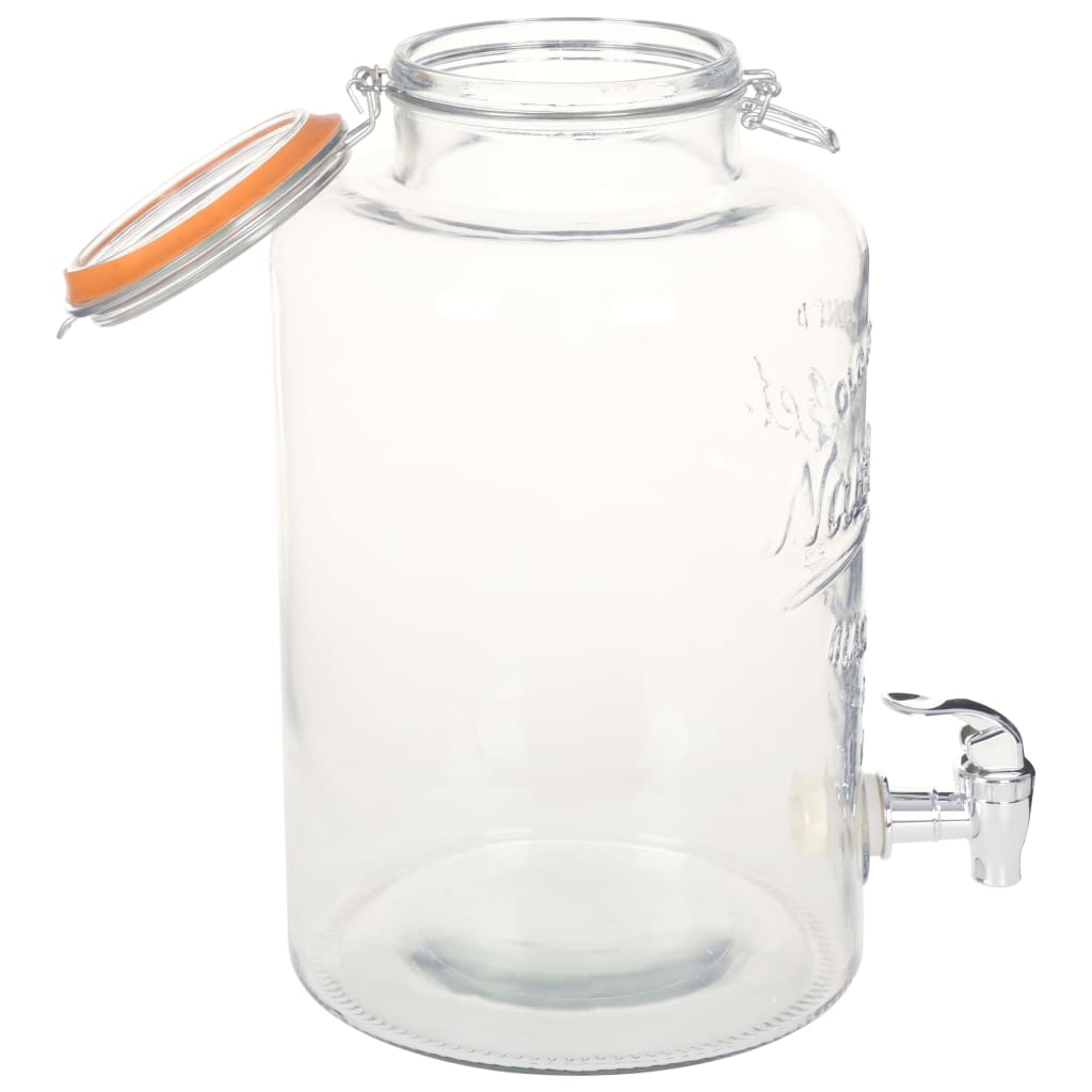 Dispensador de água xxl com torneira transparente 8 l vidro
