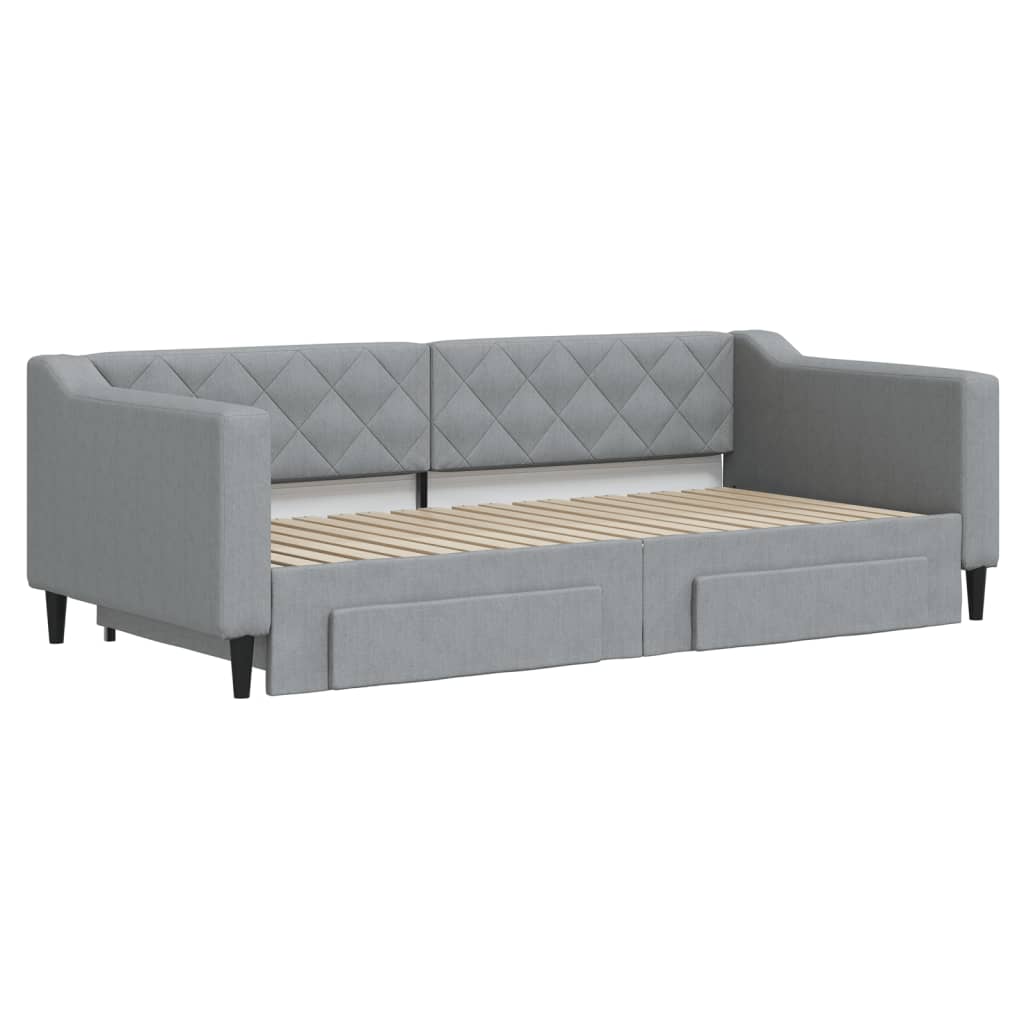Sofá-cama c/ gavetão e gavetas 90x190 cm tecido cinzento-claro
