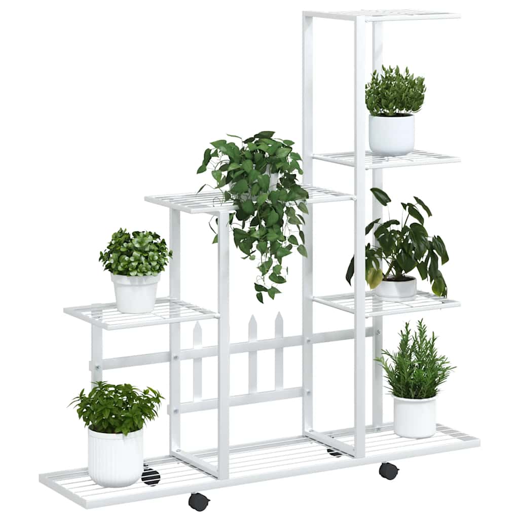 Suporte de vasos c/ rodas 94,5x25x92,5 cm metal branco