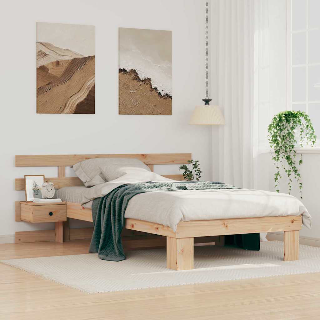 Estrutura da cama com cabeceira castanho 75 x 190 cm