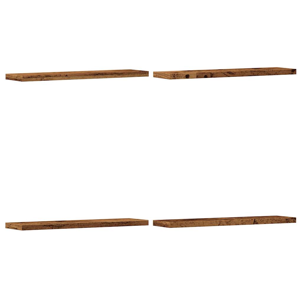Prateleiras de parede 4 pcs derivados de madeira madeira velha