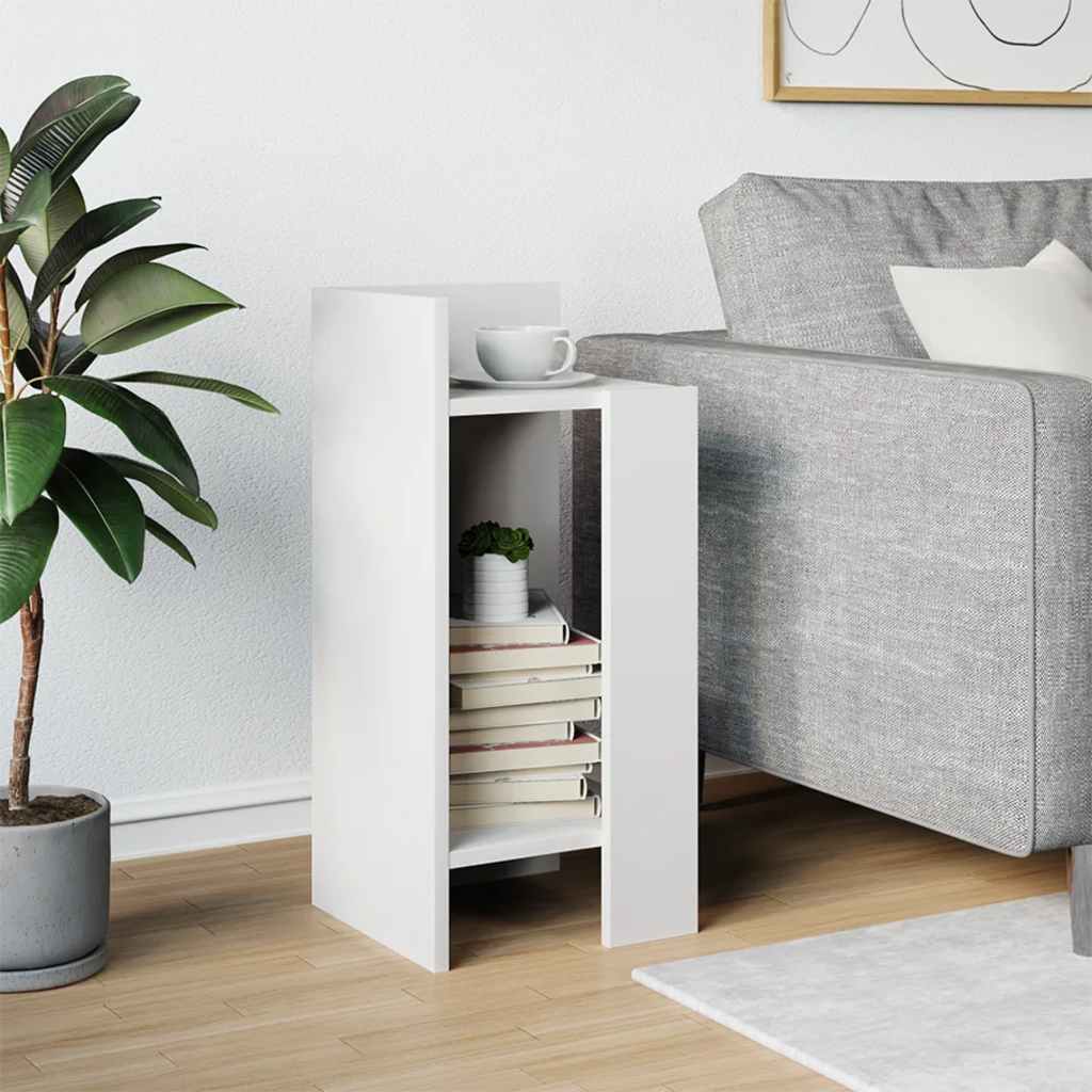 Mesa lateral com prateleira 110x50x103 cm branco