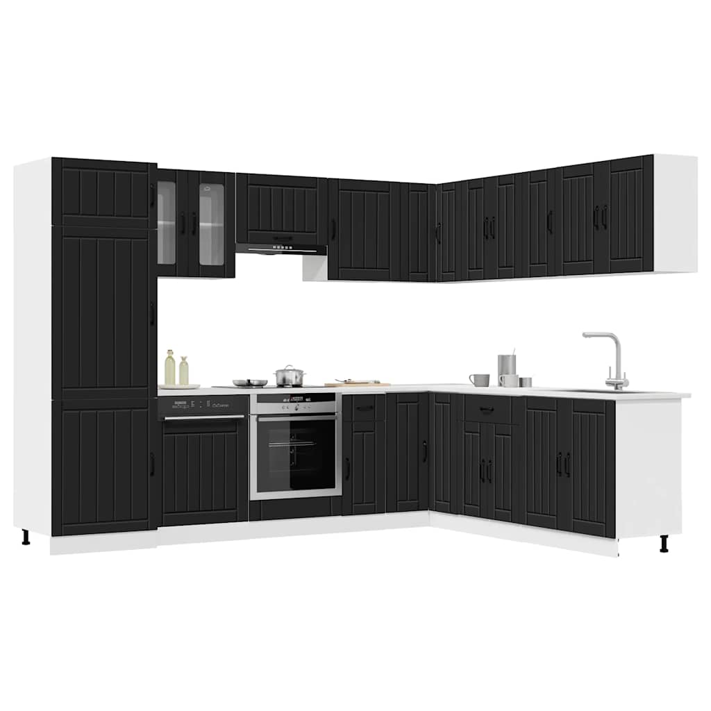 14 Peças armário de cozinha conjunto lucca preto