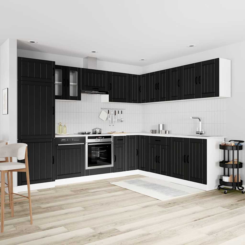 14 Peças armário de cozinha conjunto lucca preto
