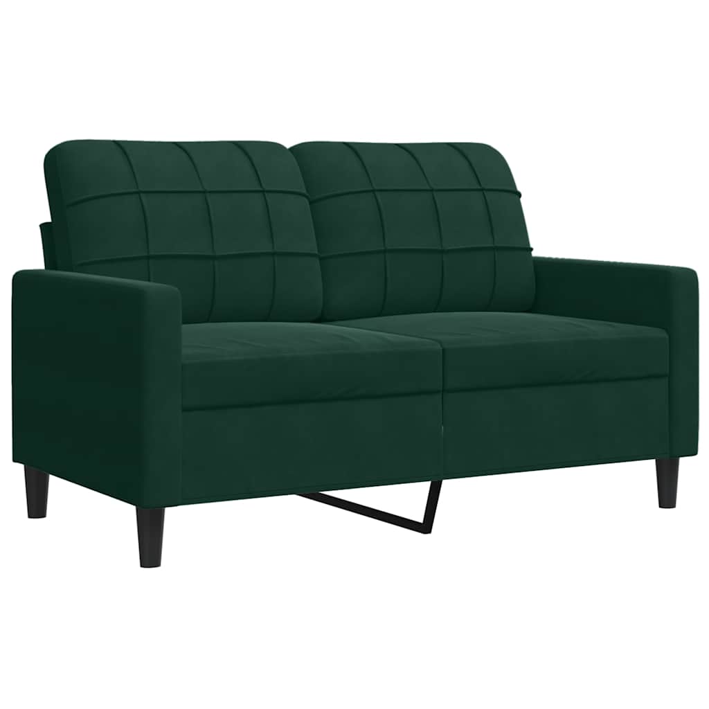 2 Pcs conjunto de sofás com almofadões veludo verde-escuro