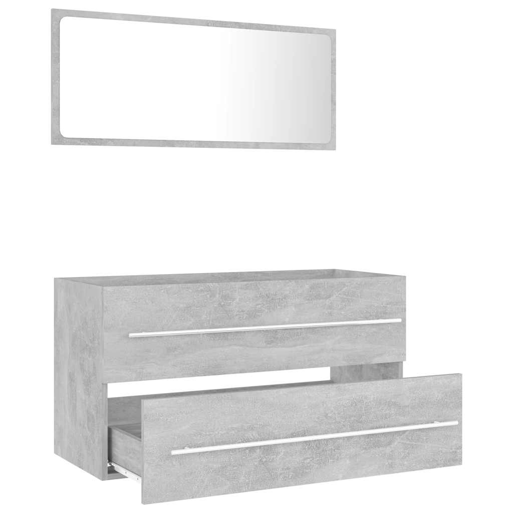 2 Pcs conj. móveis casa de banho contraplacado cinzento cimento