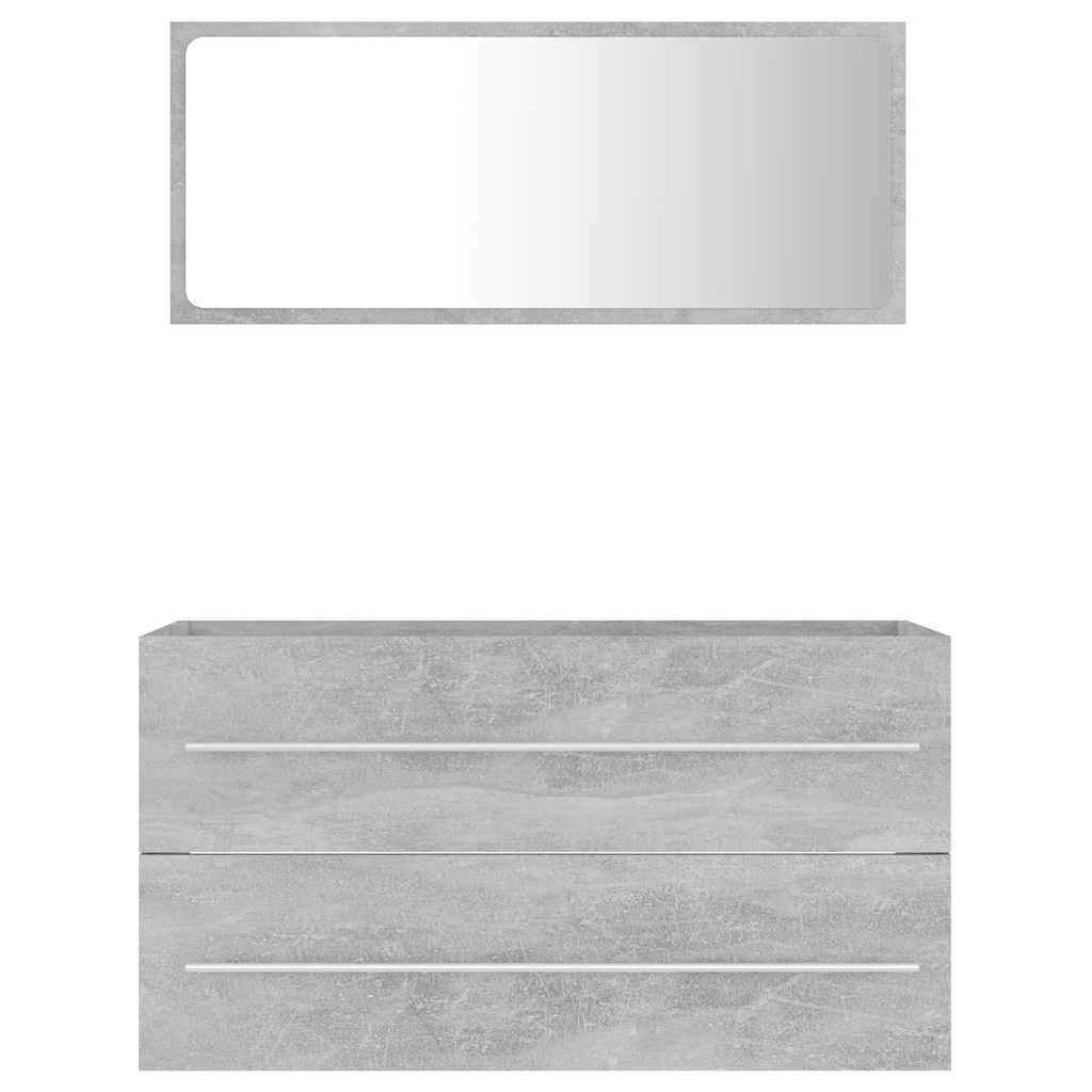 2 Pcs conj. móveis casa de banho contraplacado cinzento cimento