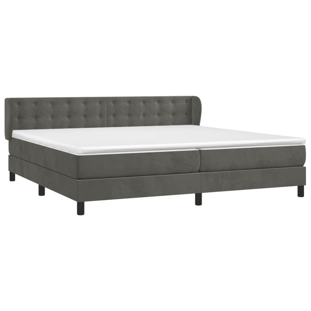 Cama com molas/colchão 200x200 cm veludo cinzento-escuro