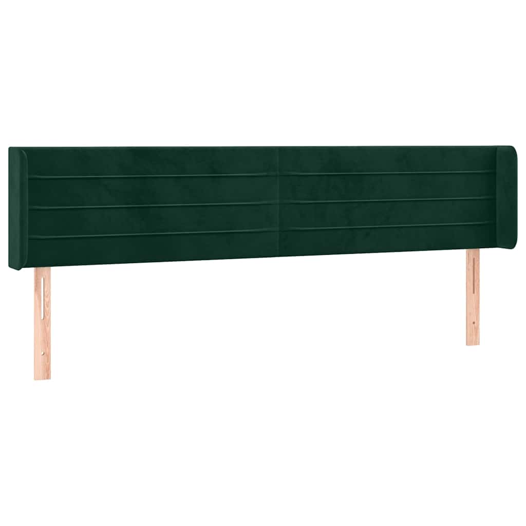 Cabeceira cama c/ luzes LED veludo 203x16x78/88 cm verde-escuro