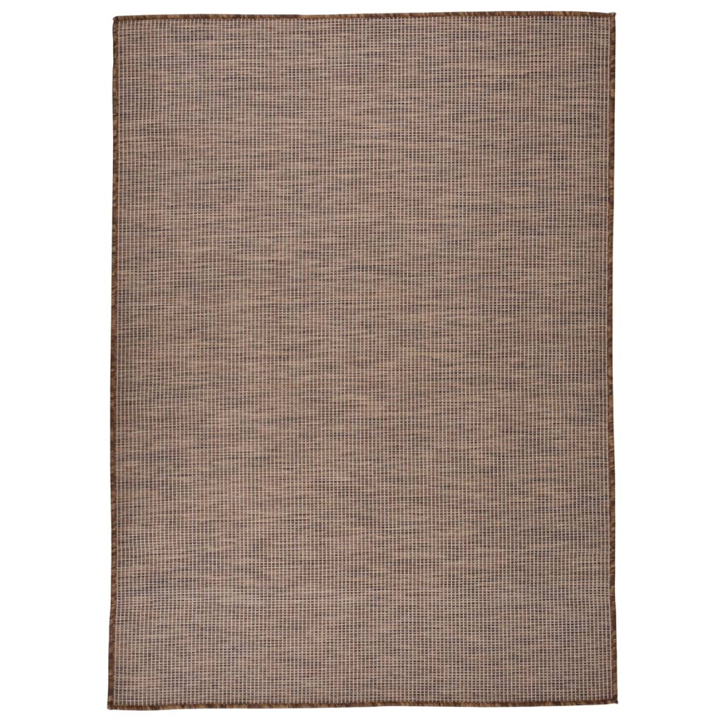 Tapete de tecido plano para exterior 200x280 cm castanho