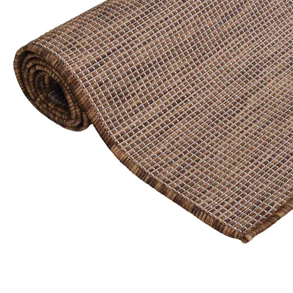 Tapete de tecido plano para exterior 200x280 cm castanho