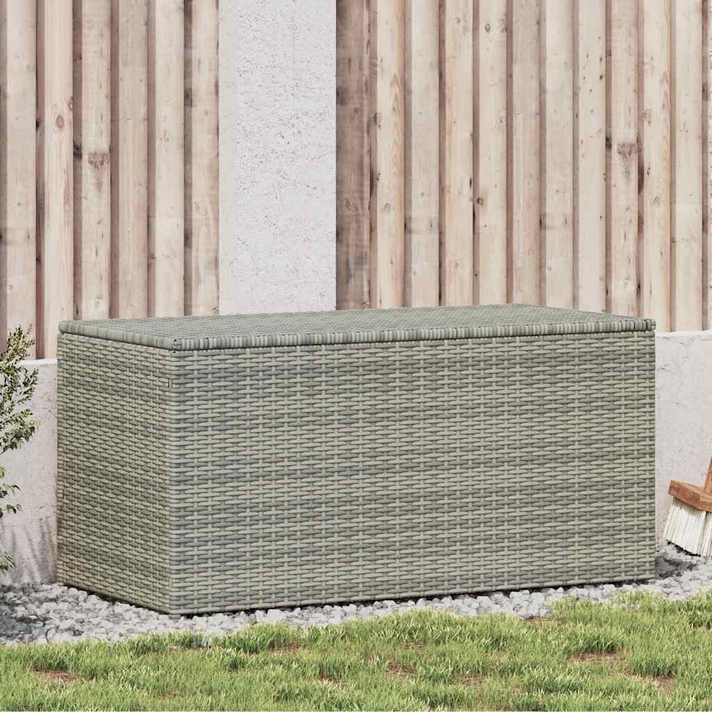 Caixa de arrumação para jardim 100x50x50 cm vime PE cinzento