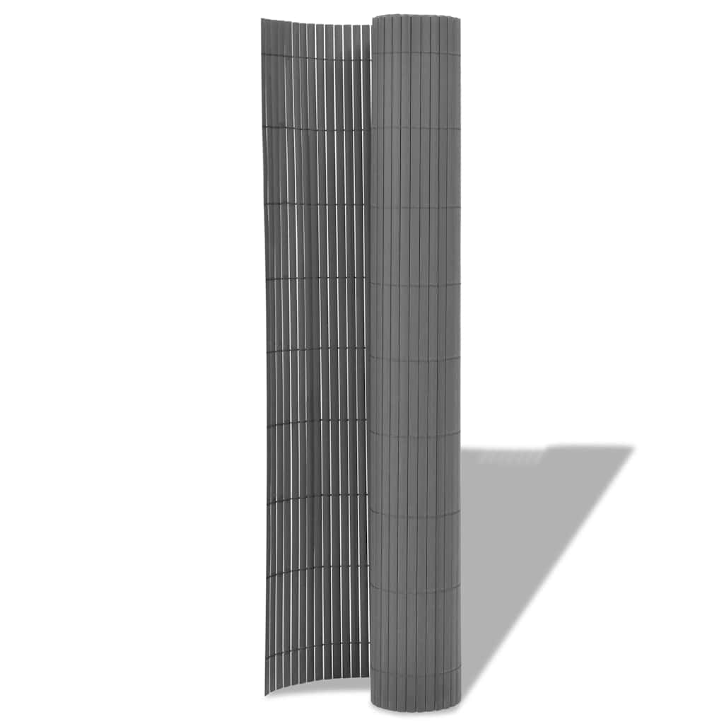 Cerca de jardim dupla face PVC 90x300 cm cinzento