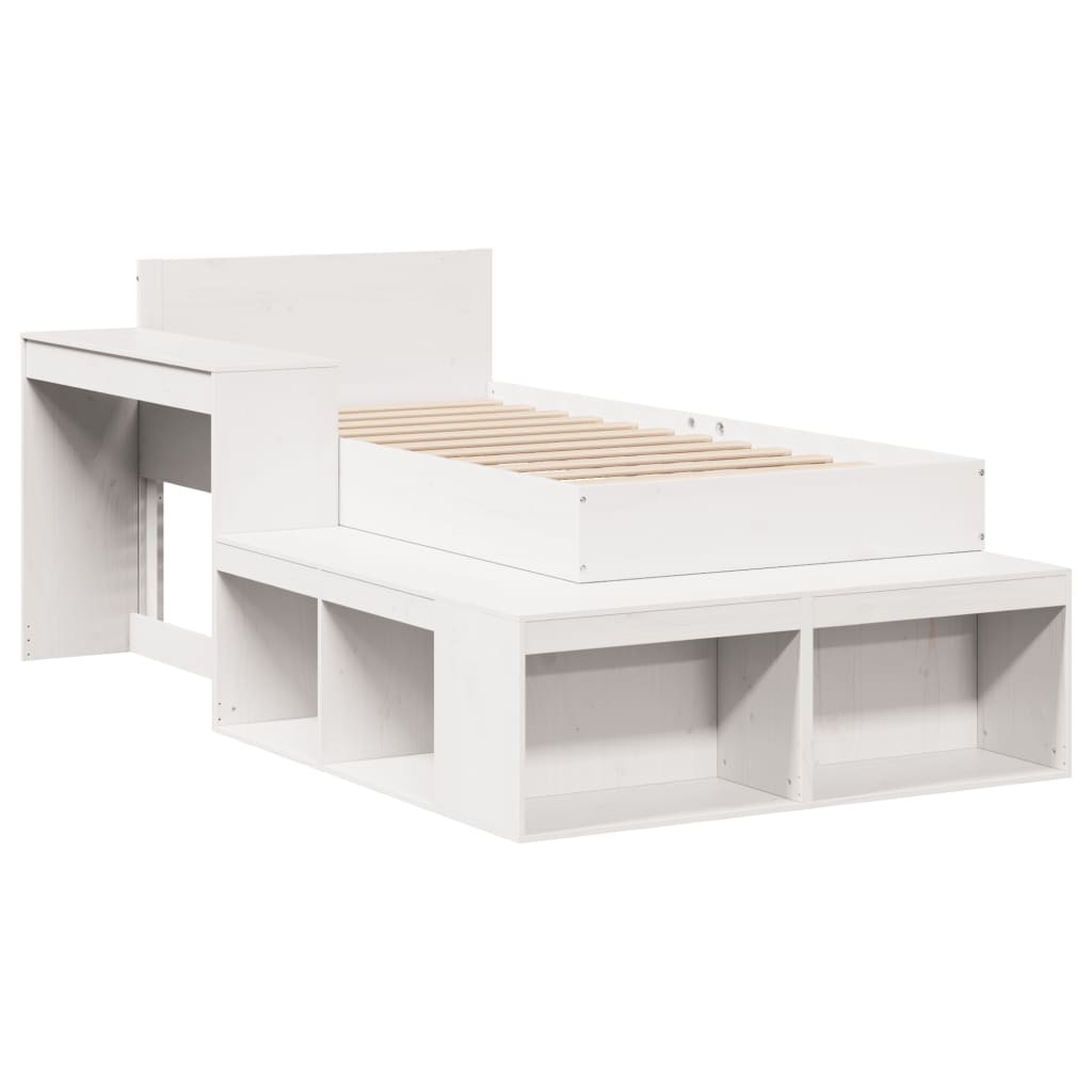 Cama sem colchão 75x190 cm madeira de pinho maciça branco