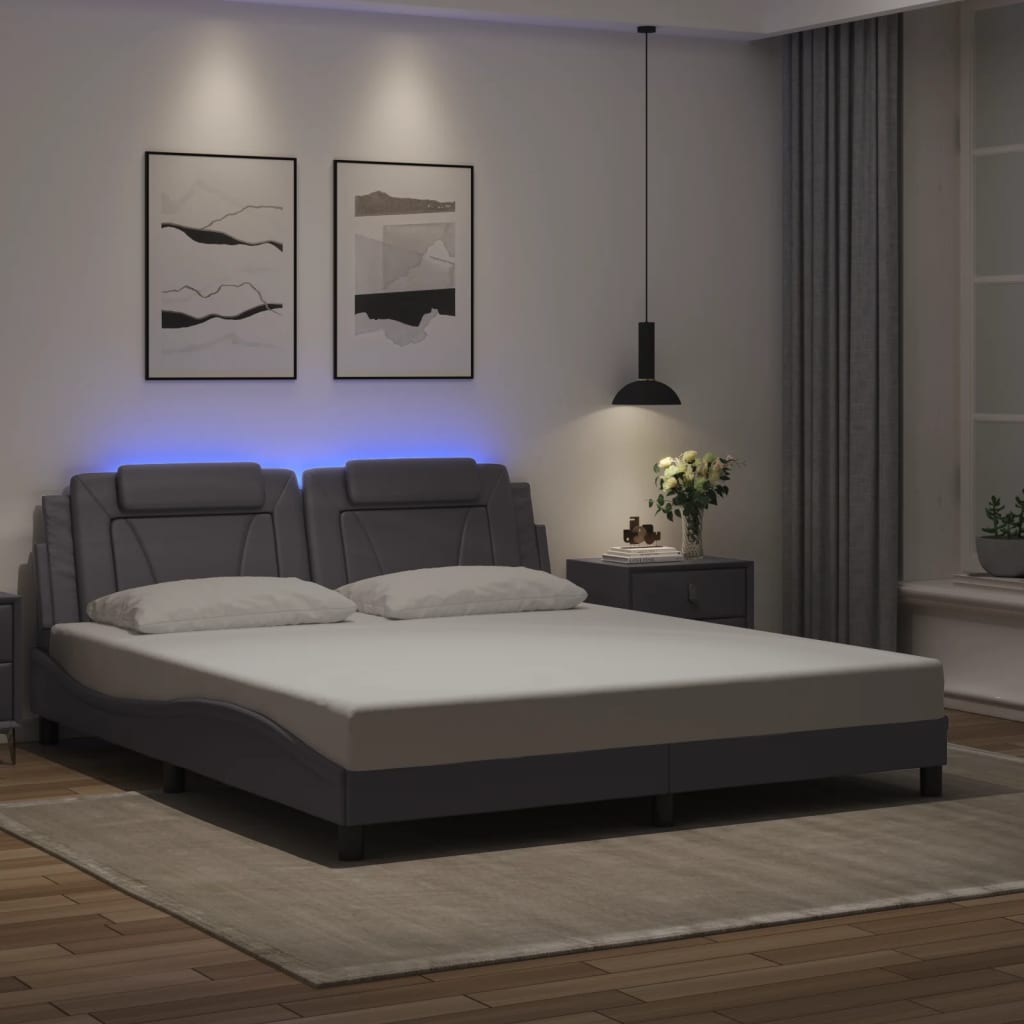 Estrutura de cama viana com LED sem colchão 180x200cm cinza