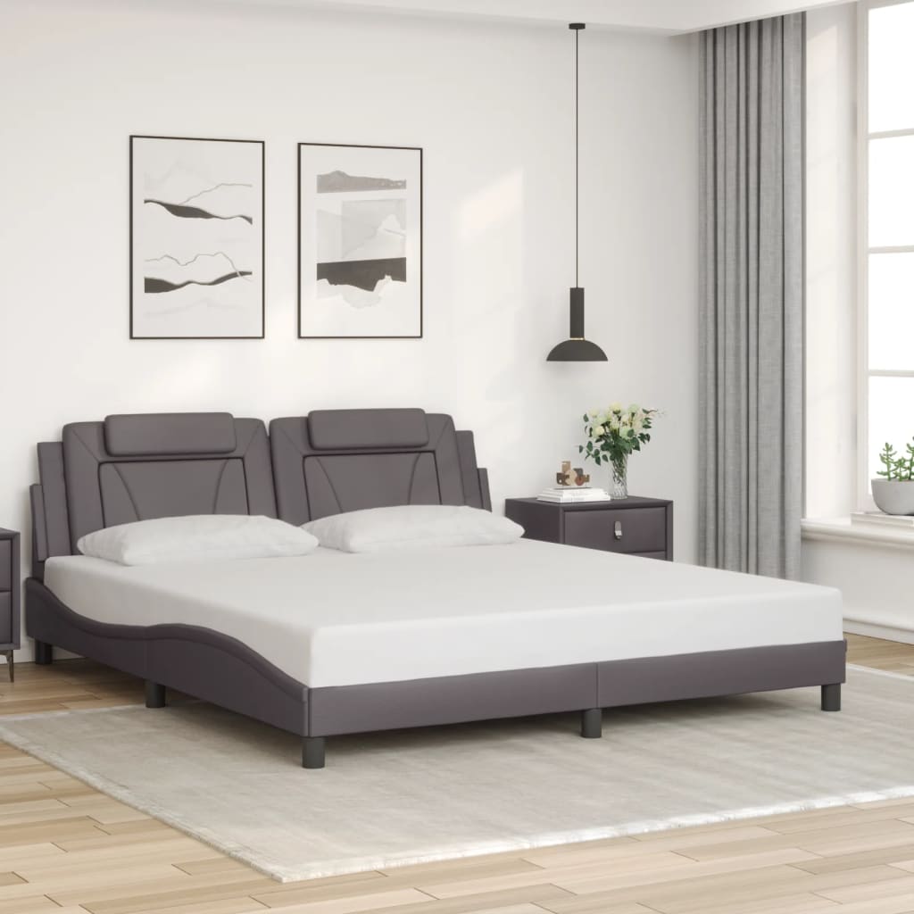 Estrutura de cama viana com LED sem colchão 180x200cm cinza