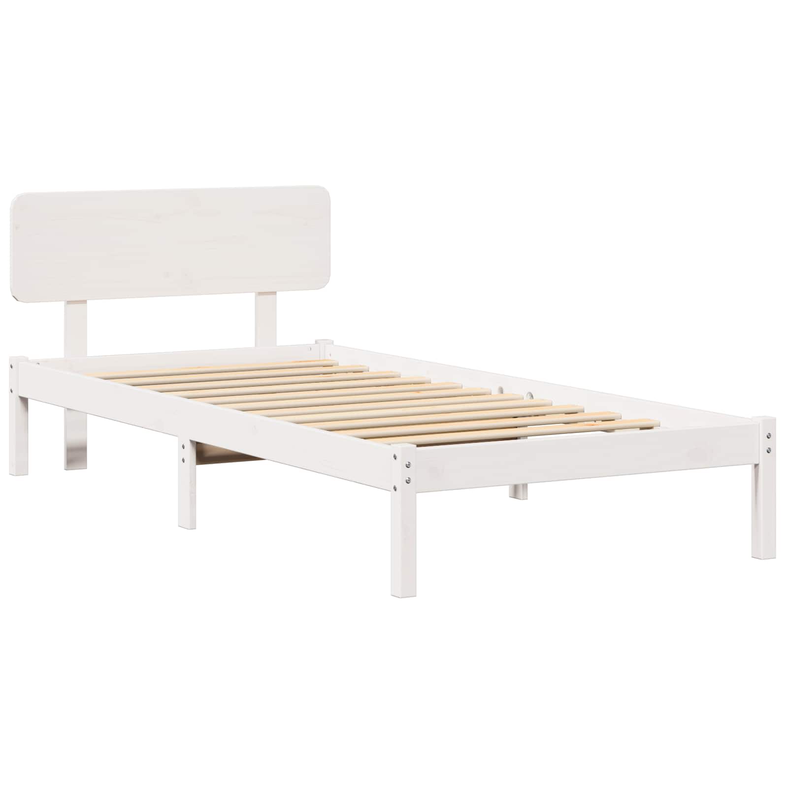 Estrutura da cama branco 90 x 190 cm madeira de pinheiro sólida