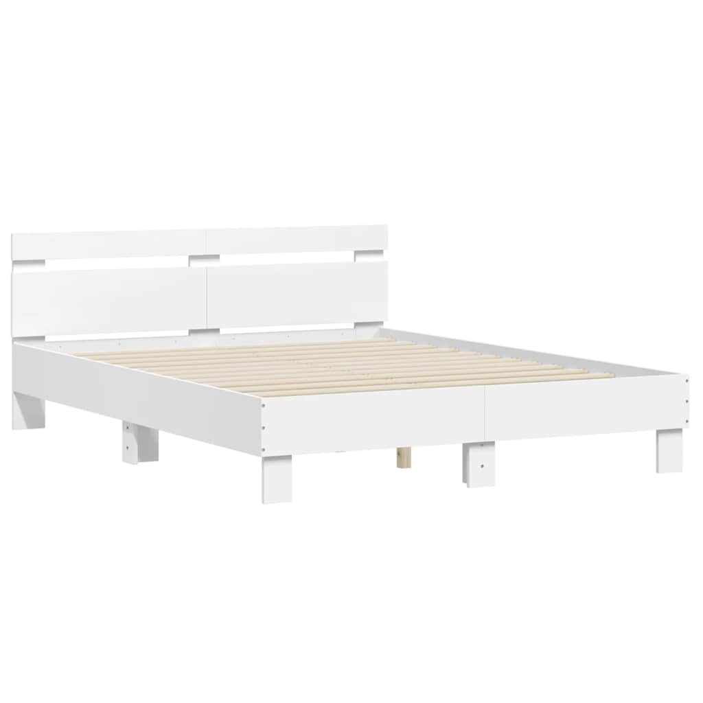 Estrutura cama c/ cabeceira 140x190 cm derivados madeira branco