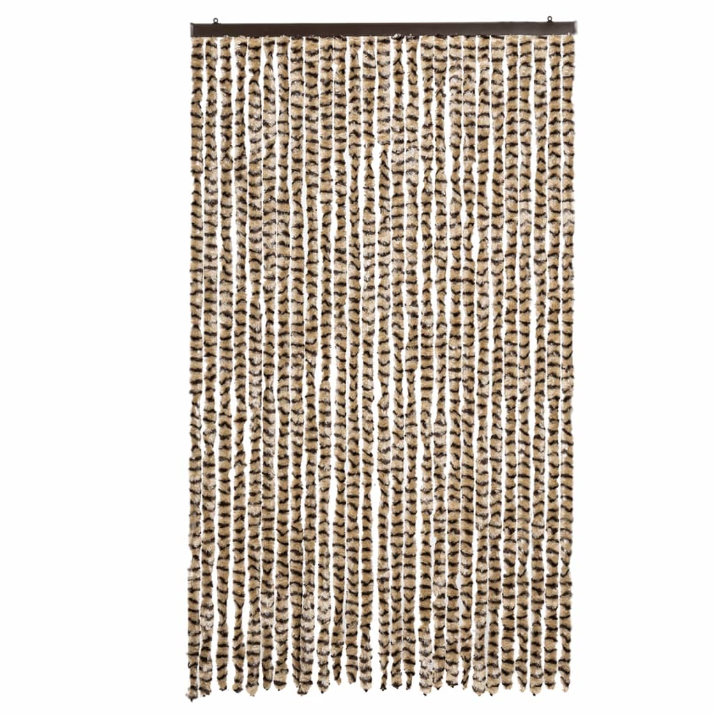 Cortina anti-insetos 118x220 cm chenille bege e castanho