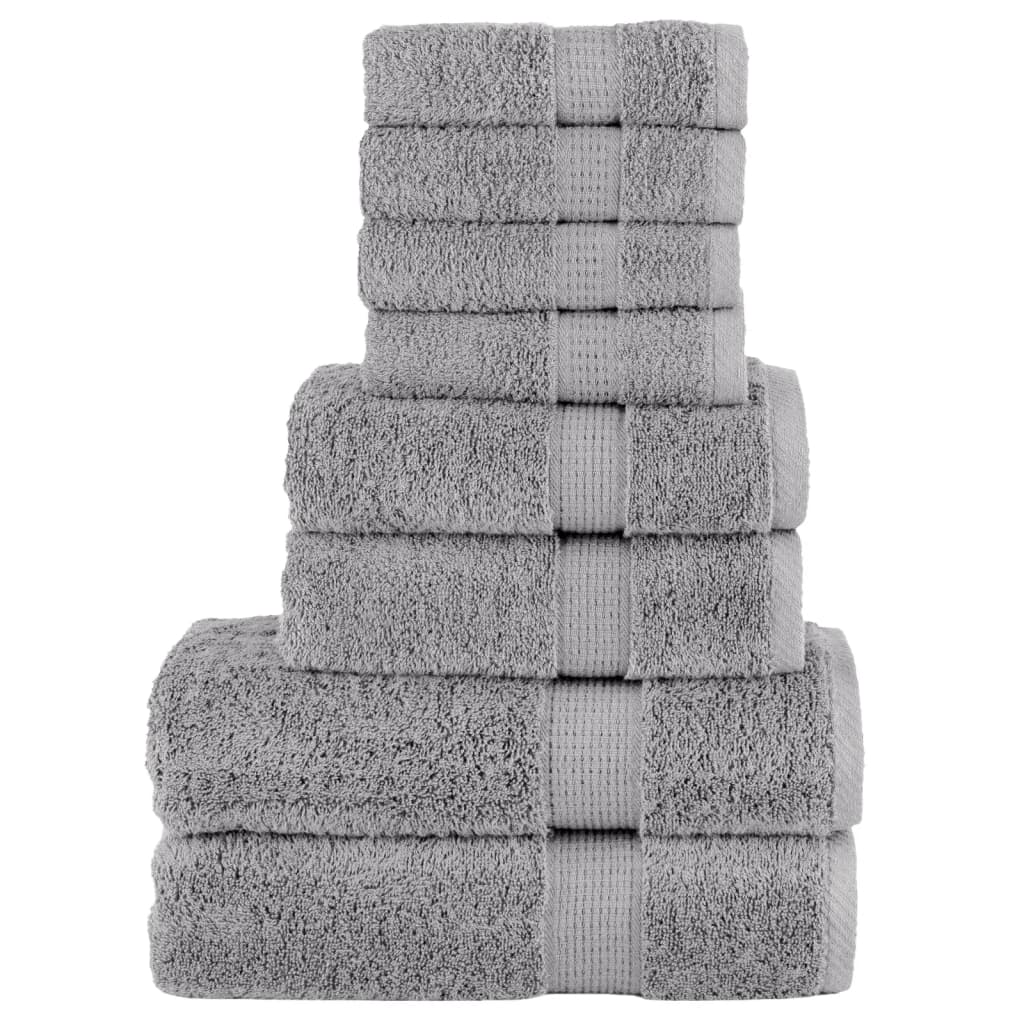 8Pcs conjunto toalhas banho premium solund 600 gsm cinza