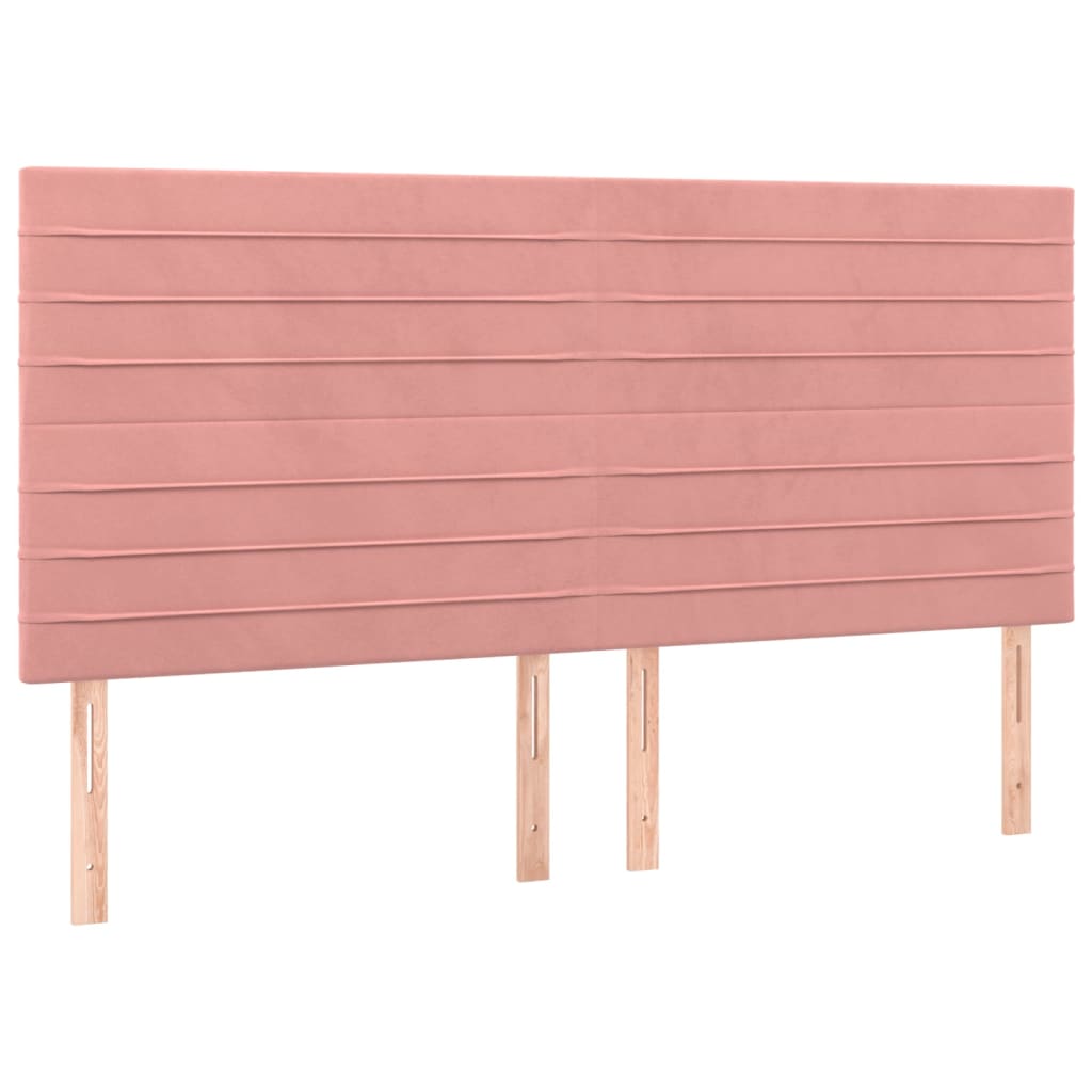Cabeceira de cama c/ luzes LED veludo 200x5x118/128 cm rosa