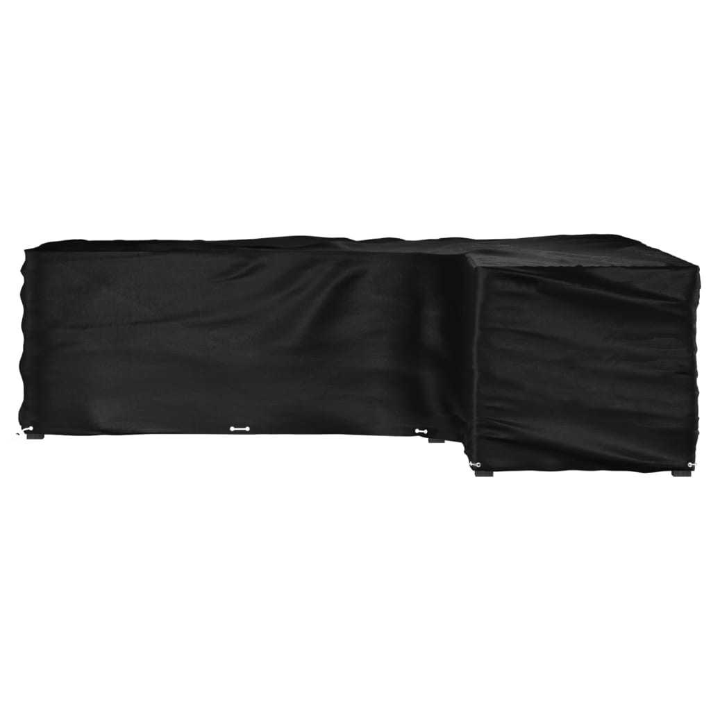 Capa em forma de l p/ mobília de jardim 18 ilhós 285x220x80 cm