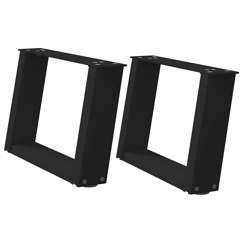 Pés para mesa de centro em formato de u, 2 peças, preto, 40x(30-31) cm, aço