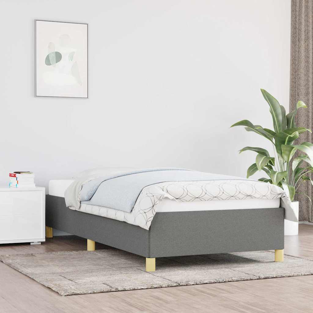 Estrutura de cama sem colchão 90x200 cm tecido cinzento-escuro