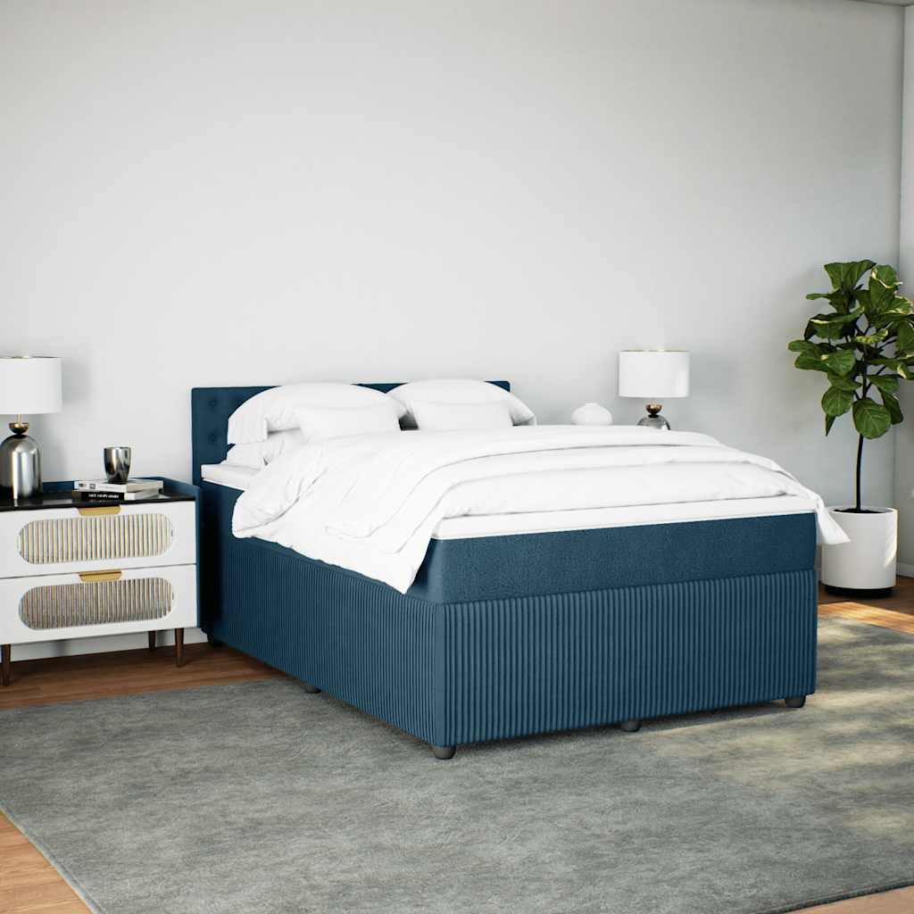 Cama com molas/colchão 140x200 cm veludo azul