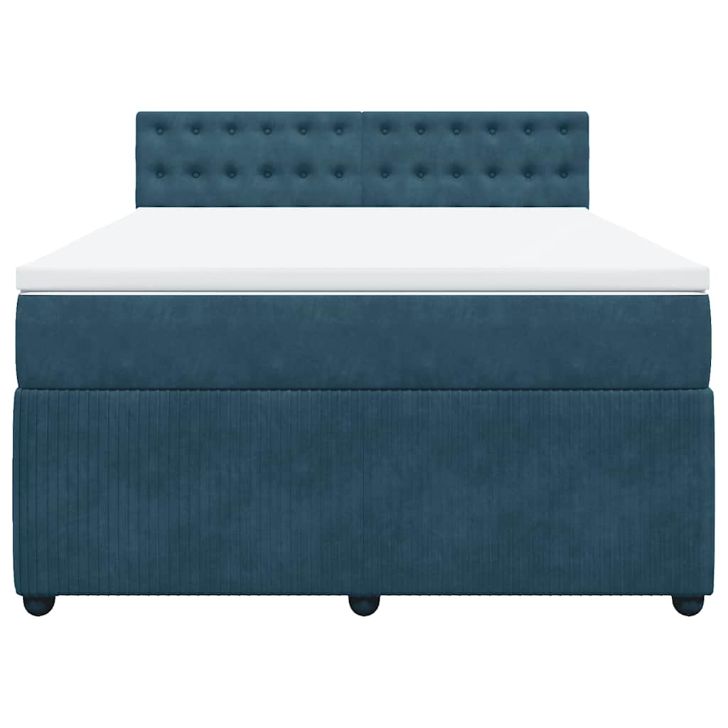 Cama com molas/colchão 140x200 cm veludo azul