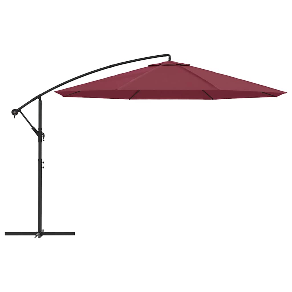 Guarda-sol cantilever de jardim c/ poste alumínio 350 cm bordô