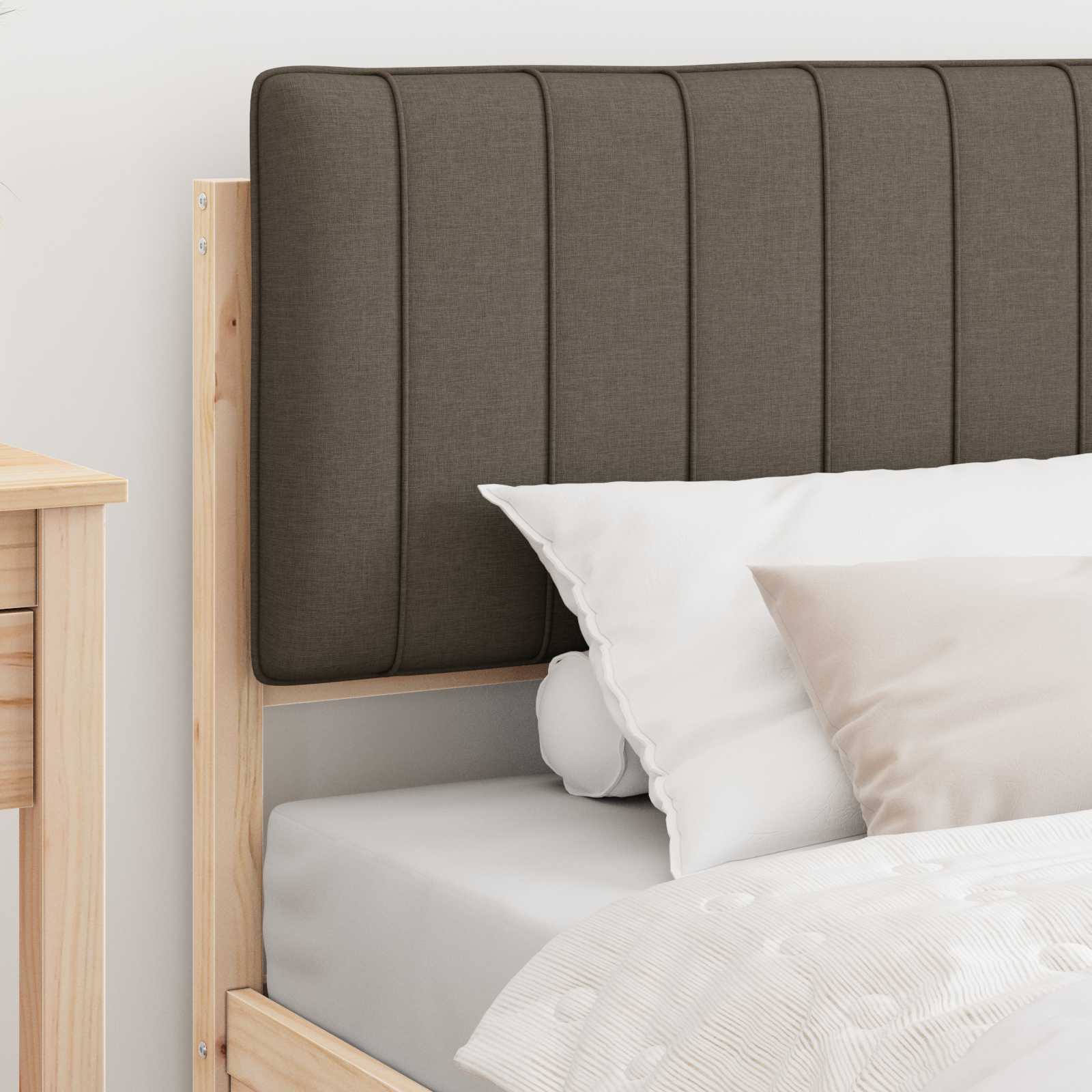 Estrutura de cama com cabeceira estofada cinzento-acastanhado