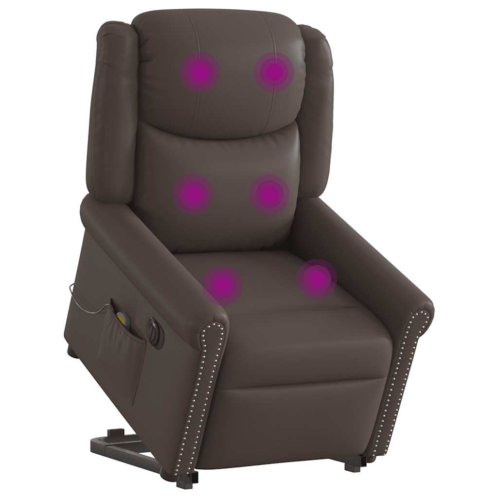 Poltrona reclinável massagens elevatória elétrica couro artif.