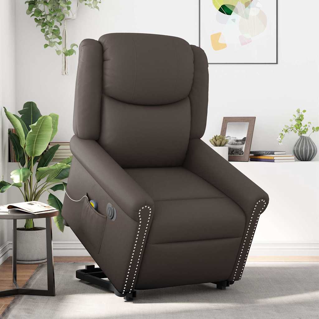 Poltrona reclinável massagens elevatória elétrica couro artif.