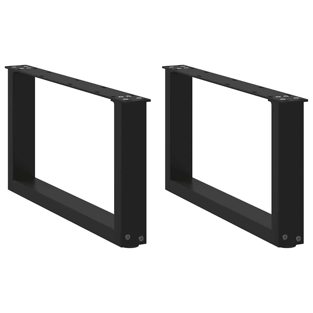 Pés para mesa de centro em formato de u, 2 peças, preto, 70x(30-31) cm, aço