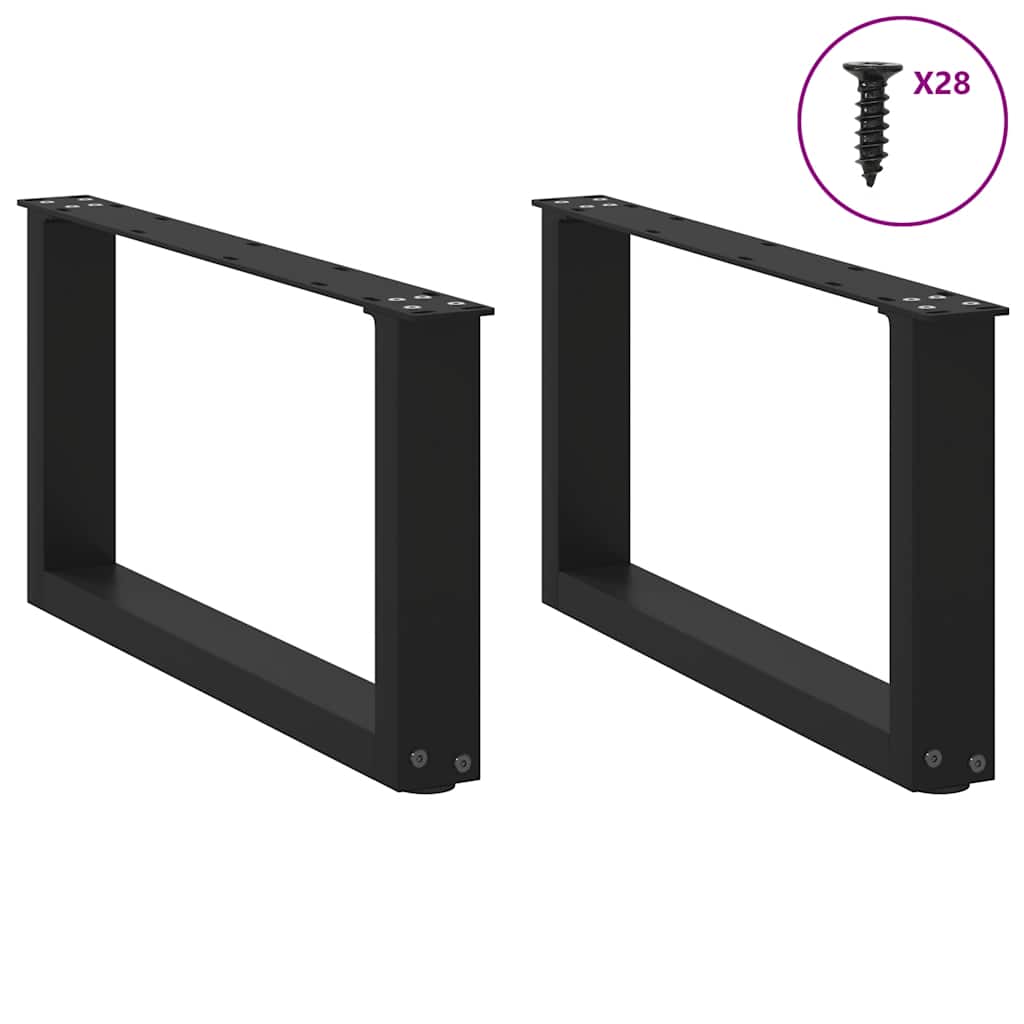 Pés para mesa de centro em formato de u, 2 peças, preto, 70x(30-31) cm, aço