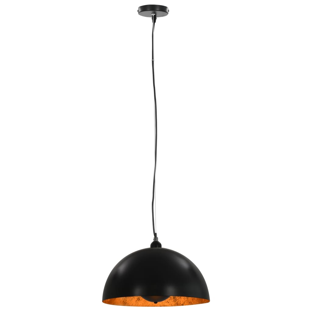 Candeeiros de teto 2 pcs semiesférico 40 cm e27 preto e dourado