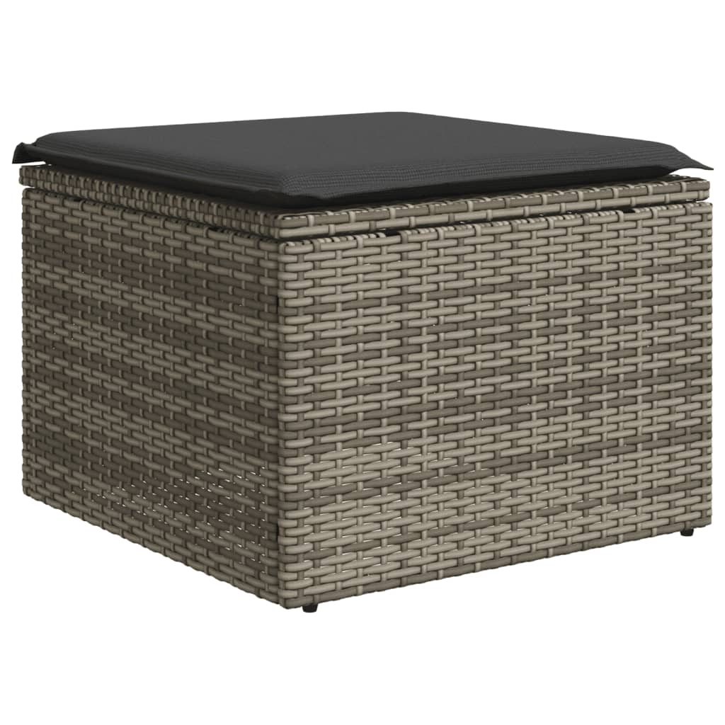13 Pcs conjunto sofás p/ jardim c/ almofadões vime PE cinzento
