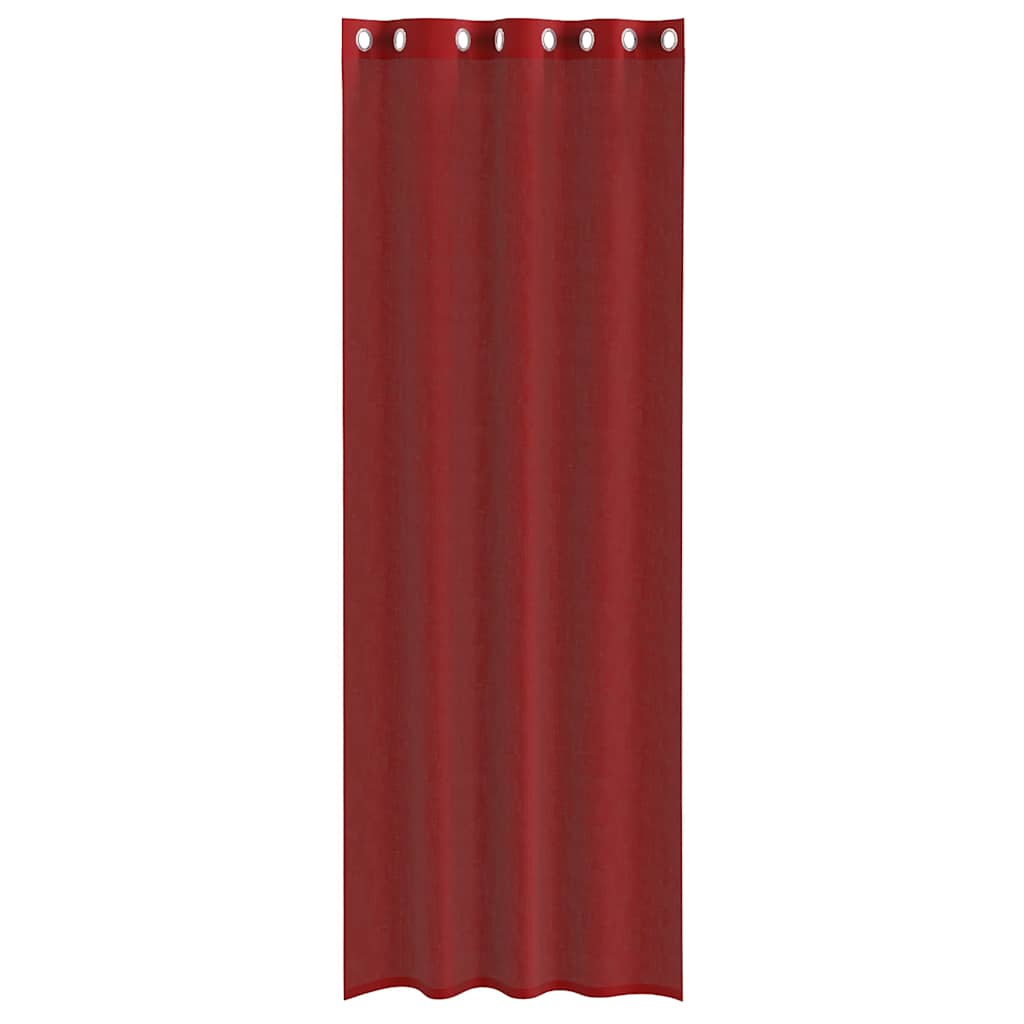 Cortinas de voile com ilhós 2 pcs vermelho tinto