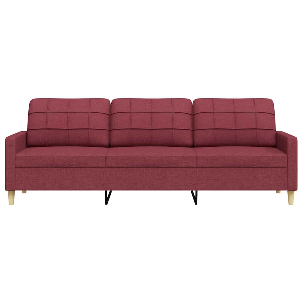 Sofá de 3 lugares tecido 210 cm vermelho tinto